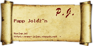 Papp Jolán névjegykártya