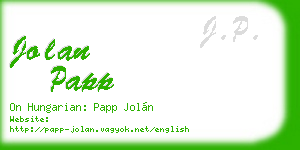 jolan papp business card